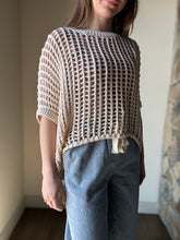 Load image into Gallery viewer, beige netted knit top