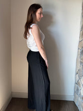 Load image into Gallery viewer, black cotton wide leg pants