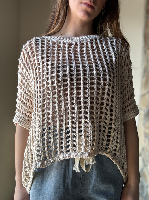 beige netted knit top