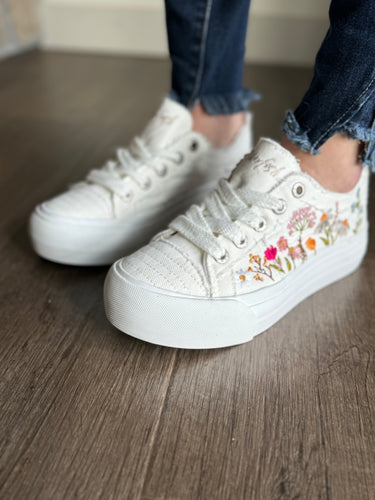 blowfish white floral embroidered sneakers