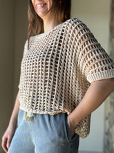 Load image into Gallery viewer, beige netted knit top