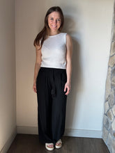 Load image into Gallery viewer, black cotton wide leg pants