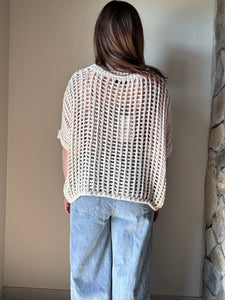 beige netted knit top