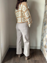 Load image into Gallery viewer, taupe + ivory crochet square sweater