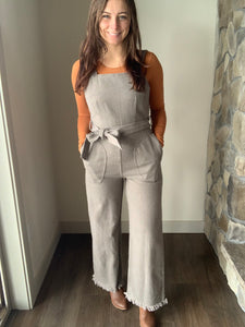 SAGE THE LABEL gia charcoal belted overalls