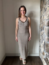 Load image into Gallery viewer, olive+cream crochet maxi dress