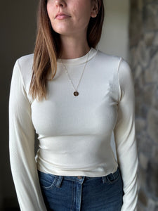 ronan ivory crew neck long sleeve tee