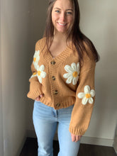 Load image into Gallery viewer, camel daisy button up cardigan