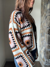Load image into Gallery viewer, rust, pink + ivory crochet square cardigan