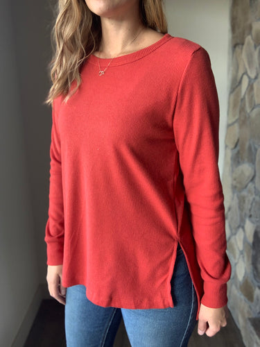 soft red thermal top