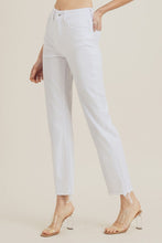 Load image into Gallery viewer, white high rise straight leg jeans