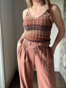 brown + rust knit tank