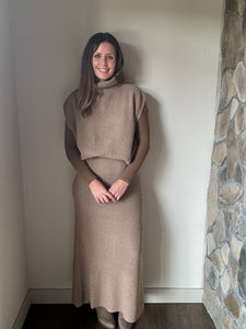 crosby taupe sweater knit midi skirt