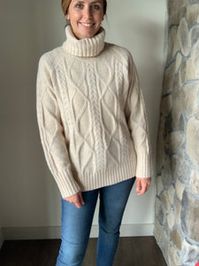 almond cable neck tunic