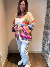 Load image into Gallery viewer, rainbow oversized hand-crocheted cardigan