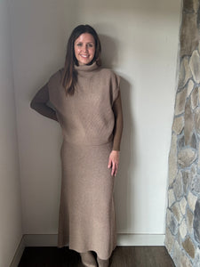 crosby taupe sweater knit midi skirt