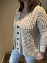Load image into Gallery viewer, taupe oversized open waffle knit cardigan