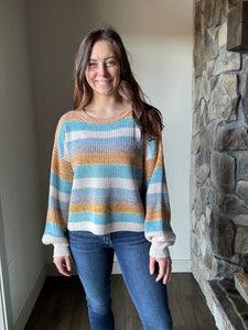 turquoise mix stripe sweater