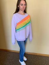 Load image into Gallery viewer, vintage rainbow stripe lavender sweatshirt