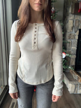 Load image into Gallery viewer, cream soft ribbed button henley