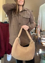 Load image into Gallery viewer, tan sherpa shoulder bag