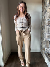 Load image into Gallery viewer, camel tapered tie front pants