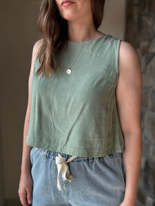 sage sugarloaf button back tank