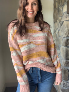blush + mustard wave sweater