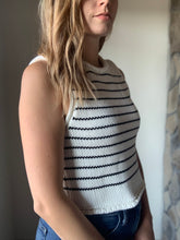 Load image into Gallery viewer, white + black stripe sleeveless sweater top