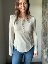Load image into Gallery viewer, cream soft ribbed button henley