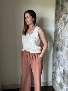 astra ivory cable sleeveless sweater