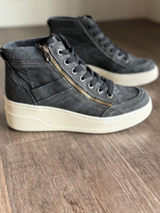 blowfish washed black wedge sneaker