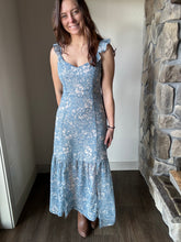 Load image into Gallery viewer, blue floral maxi dress
