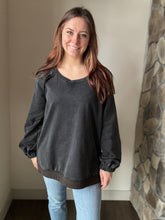 Load image into Gallery viewer, POL washed black oversized criss-cross sweatshirt