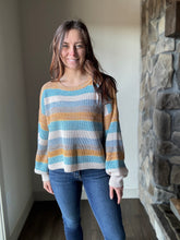Load image into Gallery viewer, turquoise mix stripe sweater