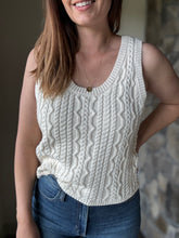 Load image into Gallery viewer, astra ivory cable sleeveless sweater