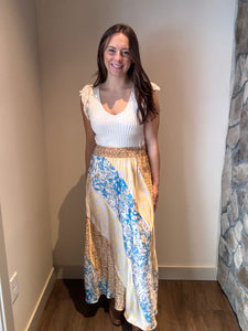 floral mixed print skirt