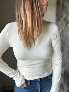 ronan ivory crew neck long sleeve tee