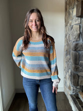 Load image into Gallery viewer, turquoise mix stripe sweater