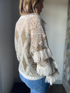 southwest autumn fade fringe sweater