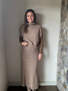 crosby taupe sweater knit midi skirt