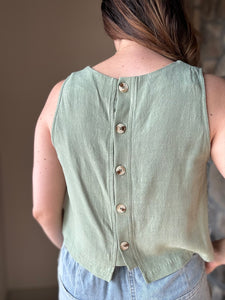 sage sugarloaf button back tank