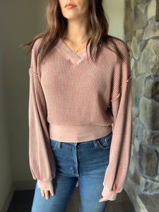 dusty rose mineral wash waffle top