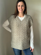 Load image into Gallery viewer, olive oversized cable sweater vest