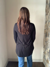 Load image into Gallery viewer, black long sleeve v-neck tee