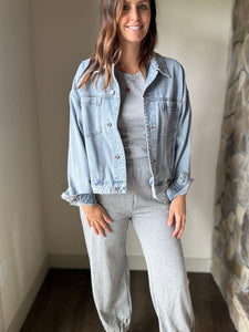 heather grey tank and sweatpants set