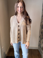 Load image into Gallery viewer, taupe oversized open waffle knit cardigan