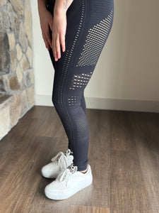 black mesh insert sports bra + leggings set