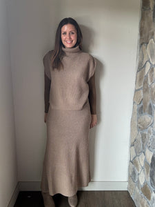 crosby taupe sweater knit midi skirt