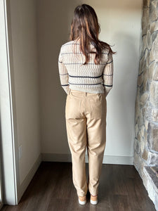 camel tapered tie front pants